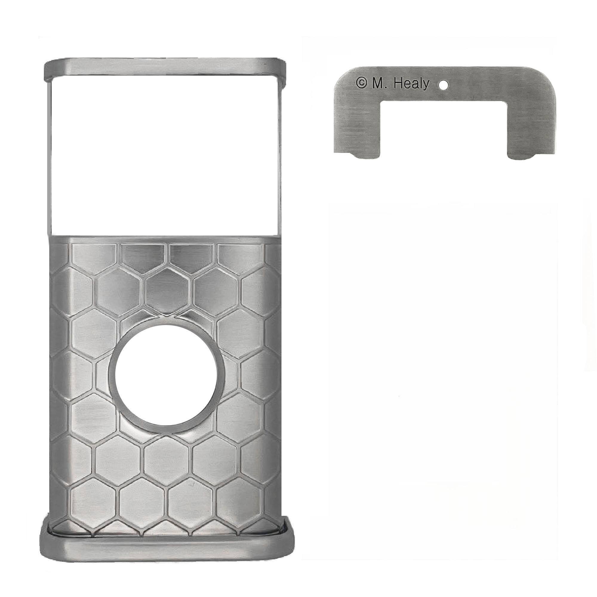 Back. Michael Healy - Honeycomb Video Doorbell Cover (Ring Battery Doorbell 2024 Release) - Nickel Silver.
