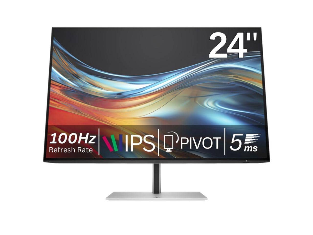 HP - Series 7 Pro 24 Inch WUXGA Computer Monitor 724pn 100Hz IPS Tilt Swivel Pivot Adjust - Black