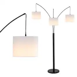 Jonathan Y - Barrie 78.5" 3-Light Mid-Century Modern Head-Adjustable Iron LED Arc Floor Lamp, Oil Rubbed Bronze - Oil-Rubbed Bronze