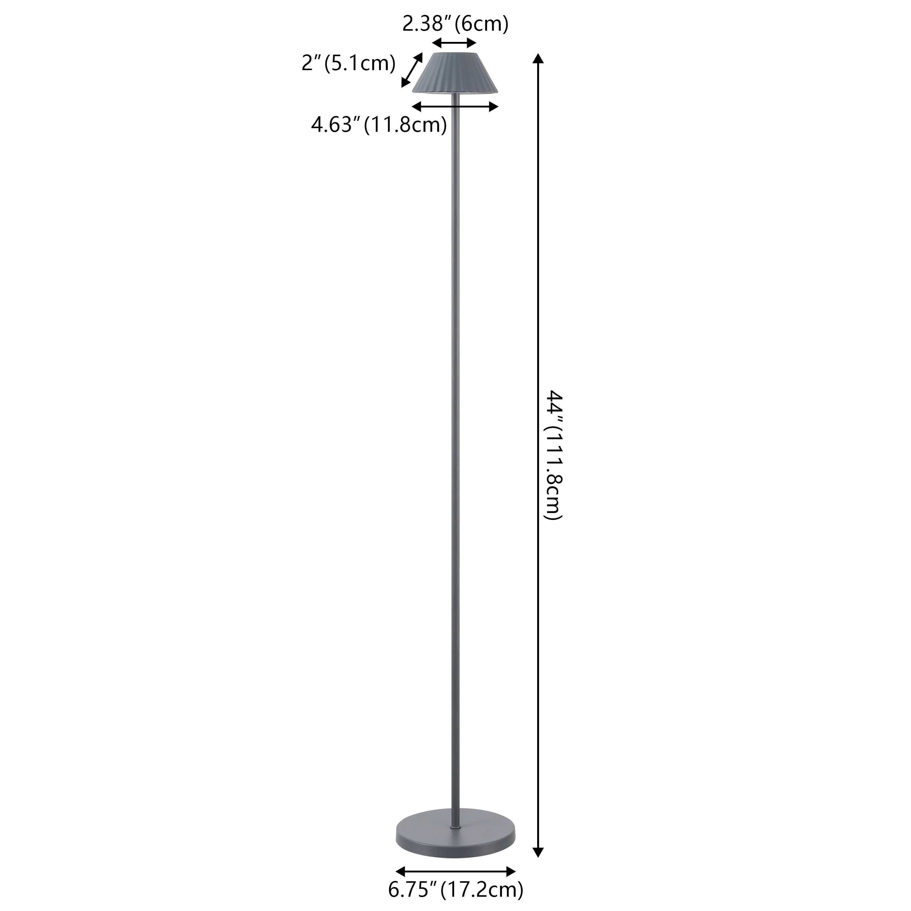 2.38" (6cm)  
2" (5.1cm)  
4.63" (11.8cm)  
44" (111.8cm)  
6.75" (17.2cm)