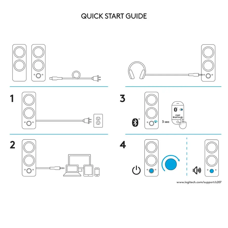 QUICK START GUIDE

1. Connect the speakers to the computer using the provided cables.
2. Turn on the computer and ensure that the speakers are properly connected.
3. Adjust the volume on the computer to the desired level.
4. Connect the headphones to the computer using the provided cables.
5. Turn on the computer and ensure that the headphones are properly connected.
6. Adjust the volume on the computer to the desired level.
7. Connect the speakers to the computer using the provided cables.
8. Turn on the computer and ensure that the speakers are properly connected.
9. Adjust the volume on the computer to the desired level.
10. Connect the headphones to the computer using the provided cables.
11. Turn on the computer and ensure that the headphones are properly connected.
12. Adjust the volume on the computer to the desired level.