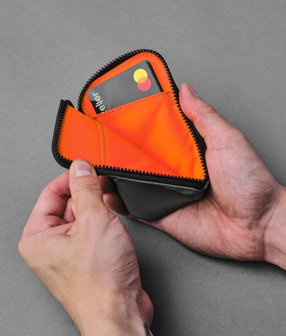 Back. ALPAKA - RFID Zip Card Pouch with YKK Silent Zippers, Holds 12–20+ Cards, Coin & Cash Storage, Front Transit Slot, HUB Compatible - Grey Axoflux 210D.