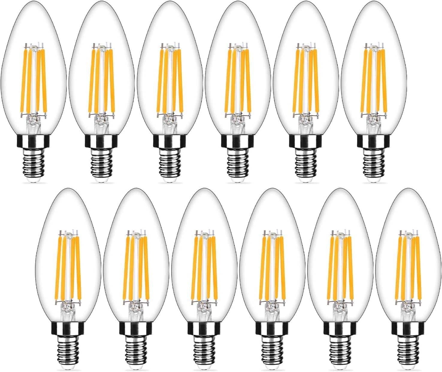 Nordic Hygge - 12-Pack Dimmable E12 LED Candelabra Bulbs 40Watt Equivalent, 5000K Daylight White, 450Lumens