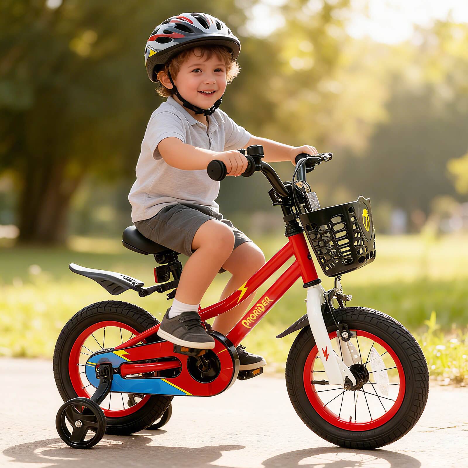 Alt View 3. Costway - Costway 12" Kid's Bike with Removable Training Wheels & Basket for 3-4 Years - Red.