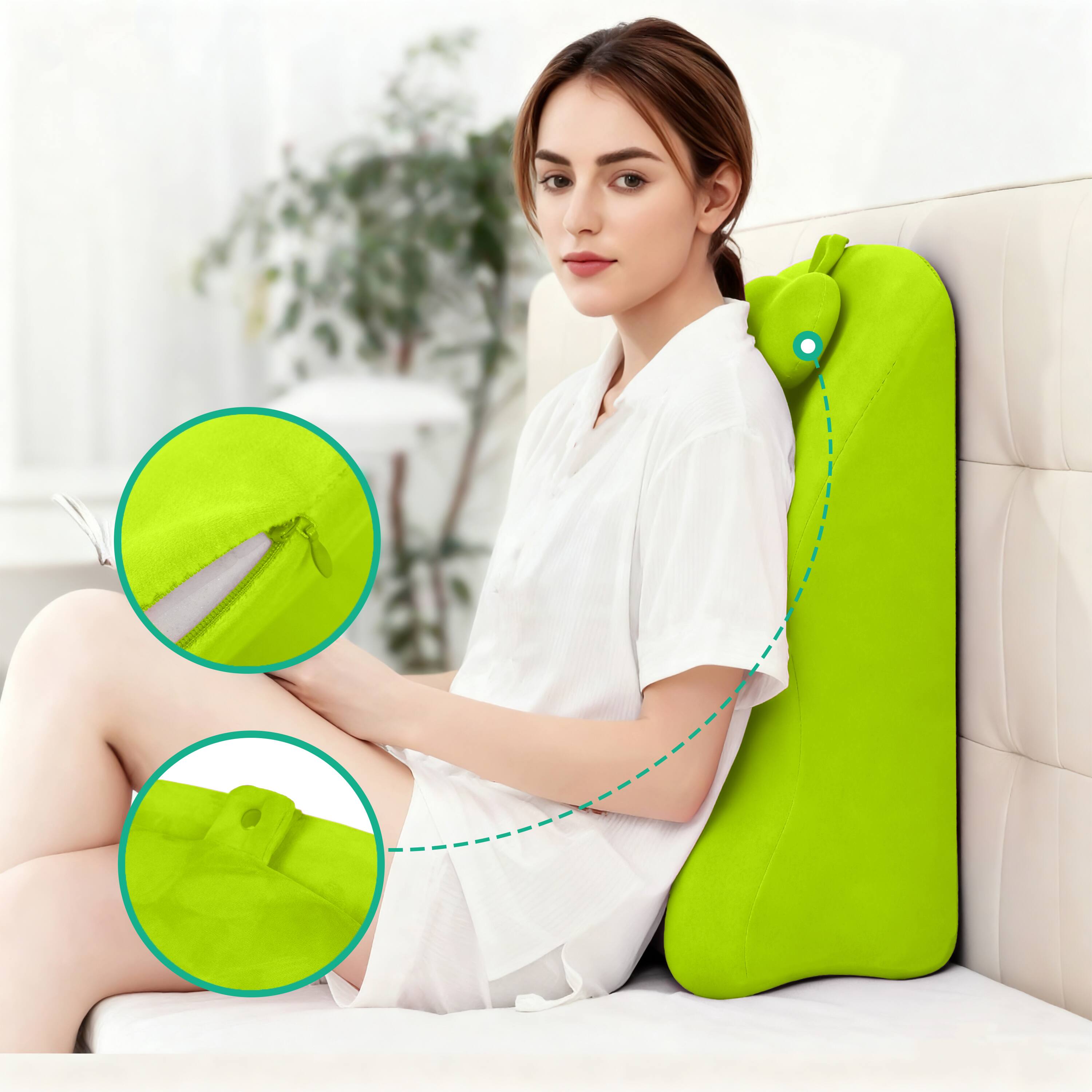 Alt View 1. Z-Edge - Foam Ergonomic Wedge Pillow, Prone Pillow for Sleeping, Reading Pillow for Bed, Ergonomic Support for Back Pain - Green.