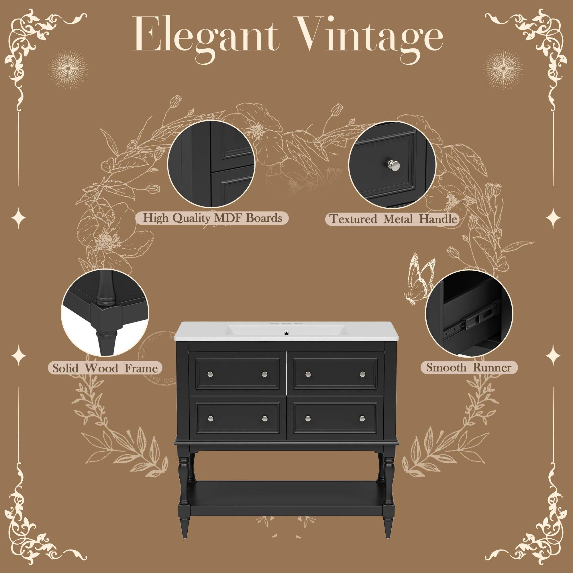 Elegant Vintage

- High Quality MDF Boards
- Textured Metal Handle
- Solid Wood Frame
- Smooth Runner