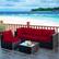 Alt View 5. Costway - 5PCS Patio Rattan Furniture Set Cushioned Sofa Chair Coffee Table - Red.