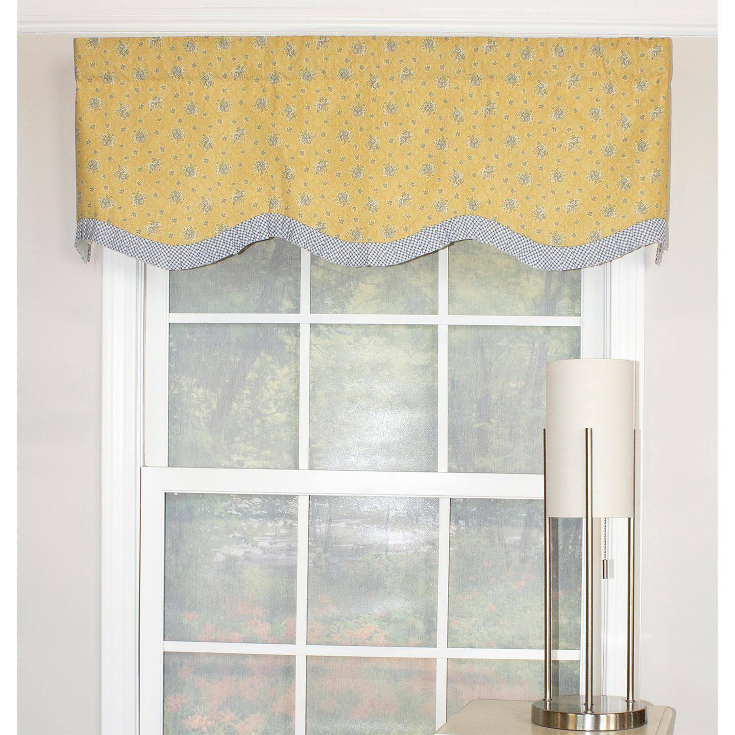 Angle. RLF Home - RLF Home Freida Ruffled Provance 100% Cotton with Fully Lined 3" Rod Pocket Valnance for Windows 50" x 15" Cornflower - Cornflower.