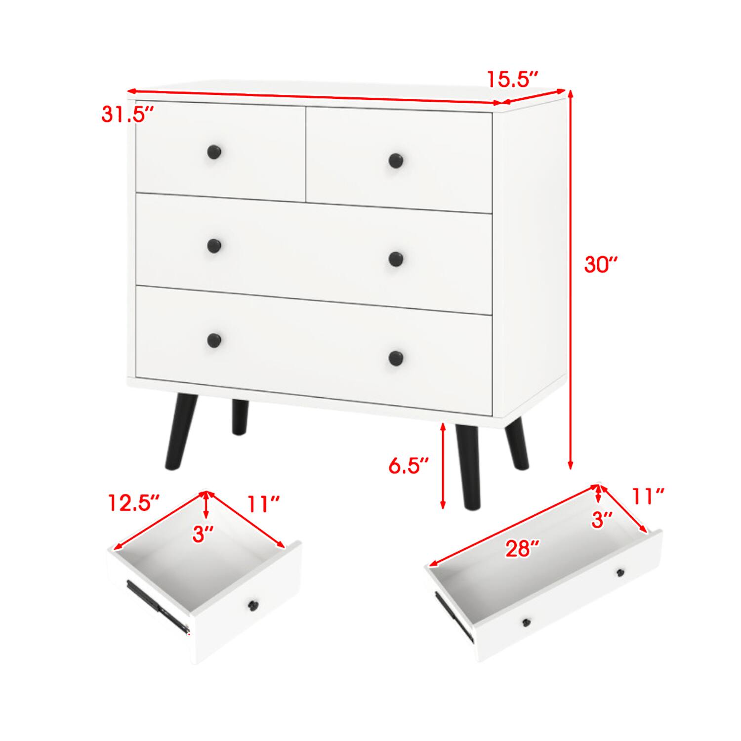 31.5" 15.5" 30" 12.5" 3" 11" 6.5" 28" 3" 11"