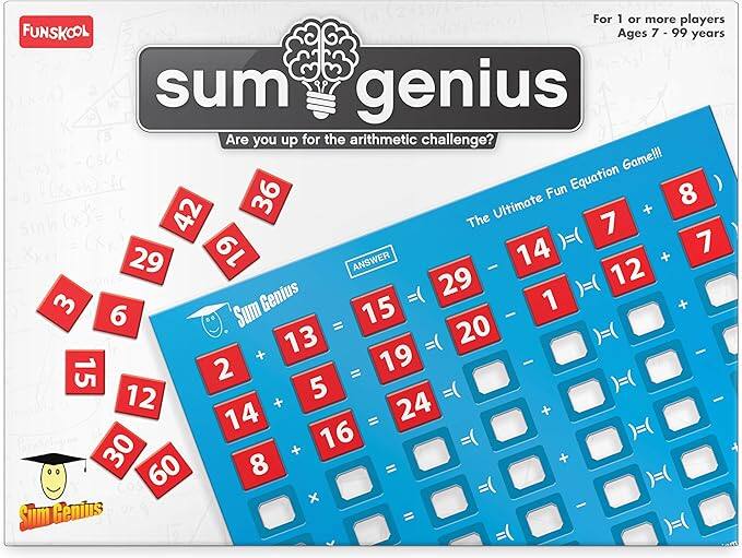 **Sum Genius**

Are you up for the arithmetic challenge?

For 1 or more players  
Ages 7 - 99 years

The Ultimate Fun Equation Game!!!

**Sum Genius**

36  
42  
61  
29  
3  
6  
15  
12  
30  
60  
2  
14  
8  
13  
5  
16  
19  
24  
7  
14  
12  
29  
1  
20  
15  
19  
24  
8  
16  
30  
60  
x  
=  
=  
=  
=  
=  
=  
=  
=  
=  
=  
=  
=  
=  
=  
=  
=  
=  
=  
=  
=  
=  
=  
=  
=  
=  
=  
=  
=  
=  
=  
=  
=  
=  
=  
=  
=  
=  
=  
=  
=  
=  
=  
=  
=  
=  
=  
=  
=  
=  
=  
=  
=  
=  
=  
=  
=  
=  
=  
=  
=  
=  
=  
=  
=  
=  
