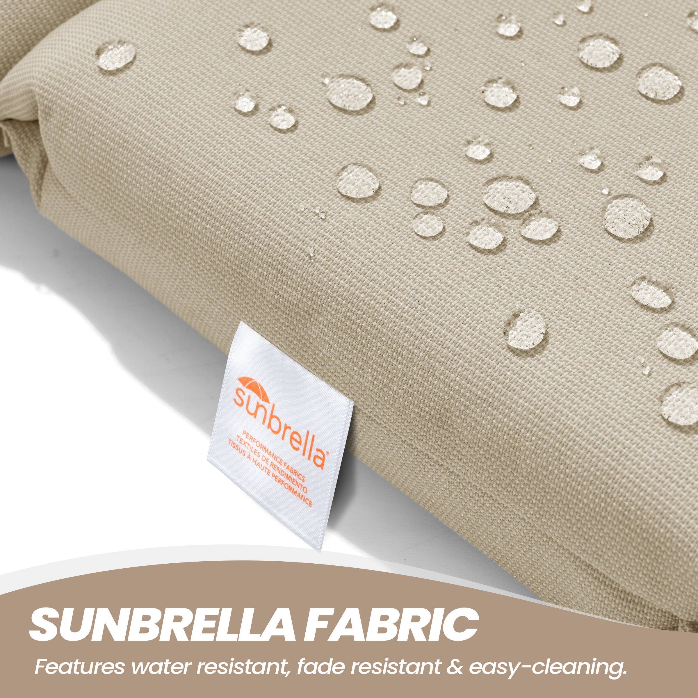 SUNBRELLA FABRIC

Features water resistant, fade resistant & easy-cleaning.
