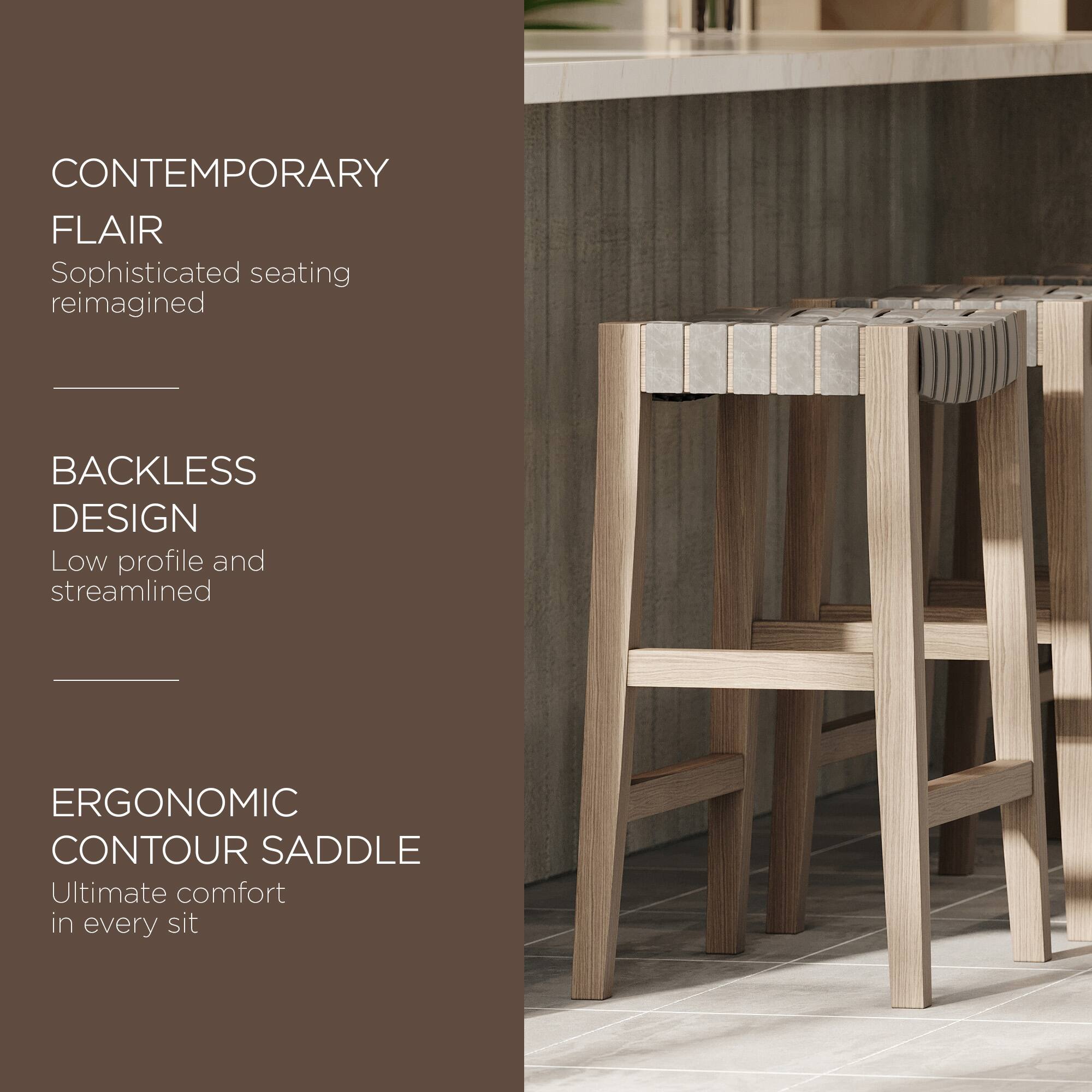 CONTEMPORARY FLAIR  
Sophisticated seating reimagined  

BACKLESS DESIGN  
Low profile and streamlined  

ERGONOMIC CONTOUR SADDLE  
Ultimate comfort in every sit
