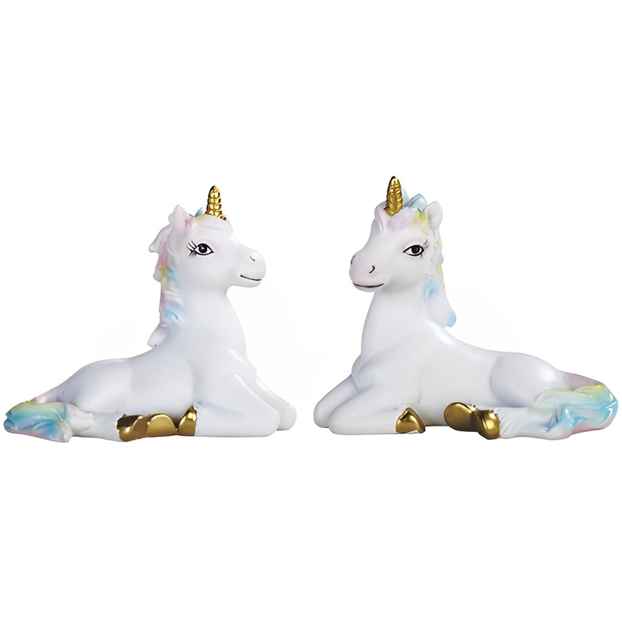 FC Design - 2-PC Lucite Unicorn with Mane 3.5"W Figurine Set Office Desk Tabletop Home Decor Gift - Multi-Color