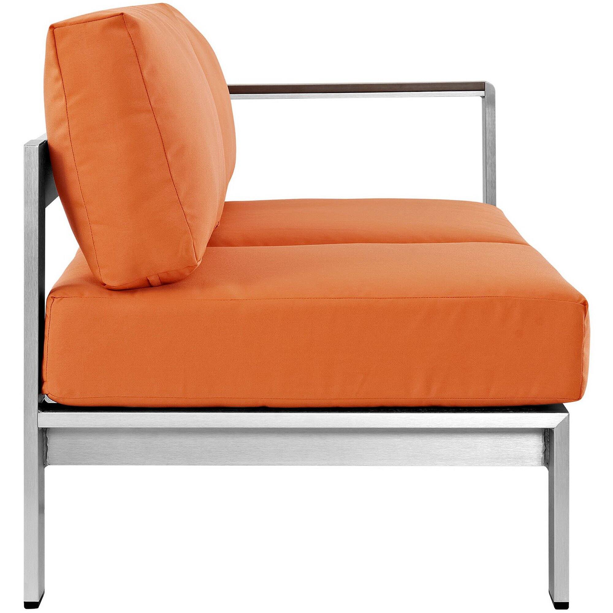 Left. Modway - Shore Right-Arm Corner Sectional Outdoor Patio Aluminum Loveseat by Modway - Silver Orange.