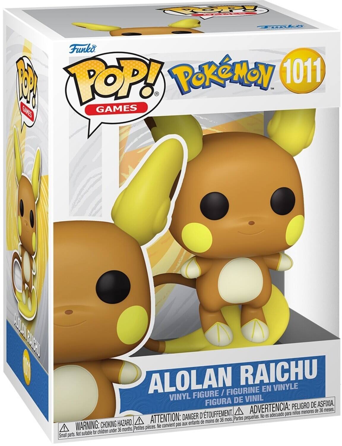 POP! Funko Games
Pokémon 1011
Alolan Raichu
Vinyl Figure / Figurine en Vinyle
Figura de Vinil
Figura / Figurine
Peligro de afixia
ADVERTENCIA: Peligro de afixia
DANGER D'étouffement
ATTENTION: Danger d'étouffement
WARNING: Choking Hazard
No es adecuado para niños menores de 36 meses
Partes pequeñas. No conviene para niños menores de 36 meses
Small parts. Not suitable for children under 36 months