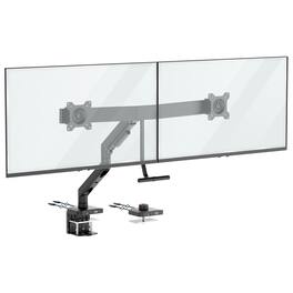 Mount-It! - Dual Monitor Desk Mount with Crossbar, Gas Spring Arms, USB-C, Fits 17-32 Inch Screens - Black