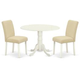 East West Furniture - Dining Room Set Linen White - Brown
