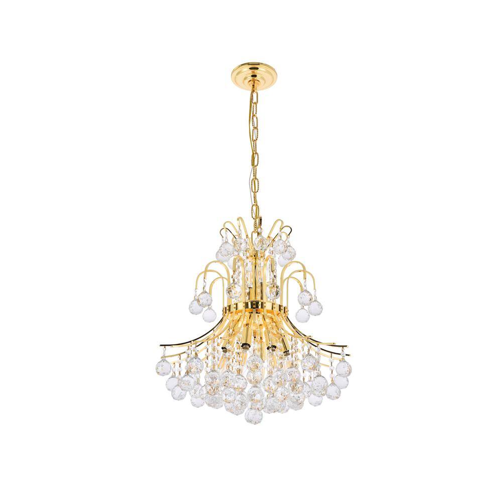 Back. Elegant Lighting - Toureg 10 light Gold Pendant Clear Royal Cut Crystal - Gold.