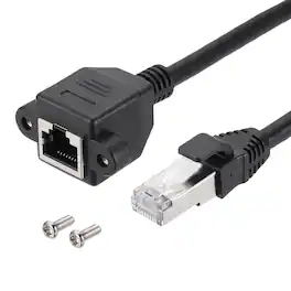 Unique Bargains - Cat6 Extension Cable, RJ45 Male to Female Panel Mount, with Screws, for Router Modem PC Laptop Smart TV Printer - Black