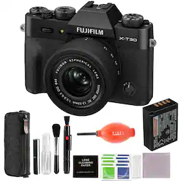 Fujifilm - X-T30 III Mirrorless Camera with 13-33mm f/3.5-6.3 Lens (Black) Bundle with Advanced Accessories