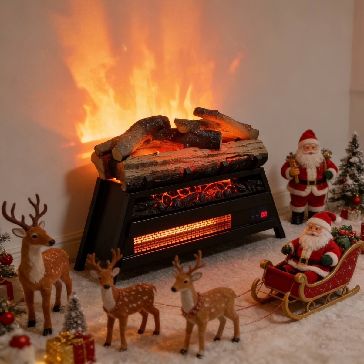 Alt View 10. Loheer - Loheer 21 inch electric fireplace insert 3d log set Antique Black - Antique Black.