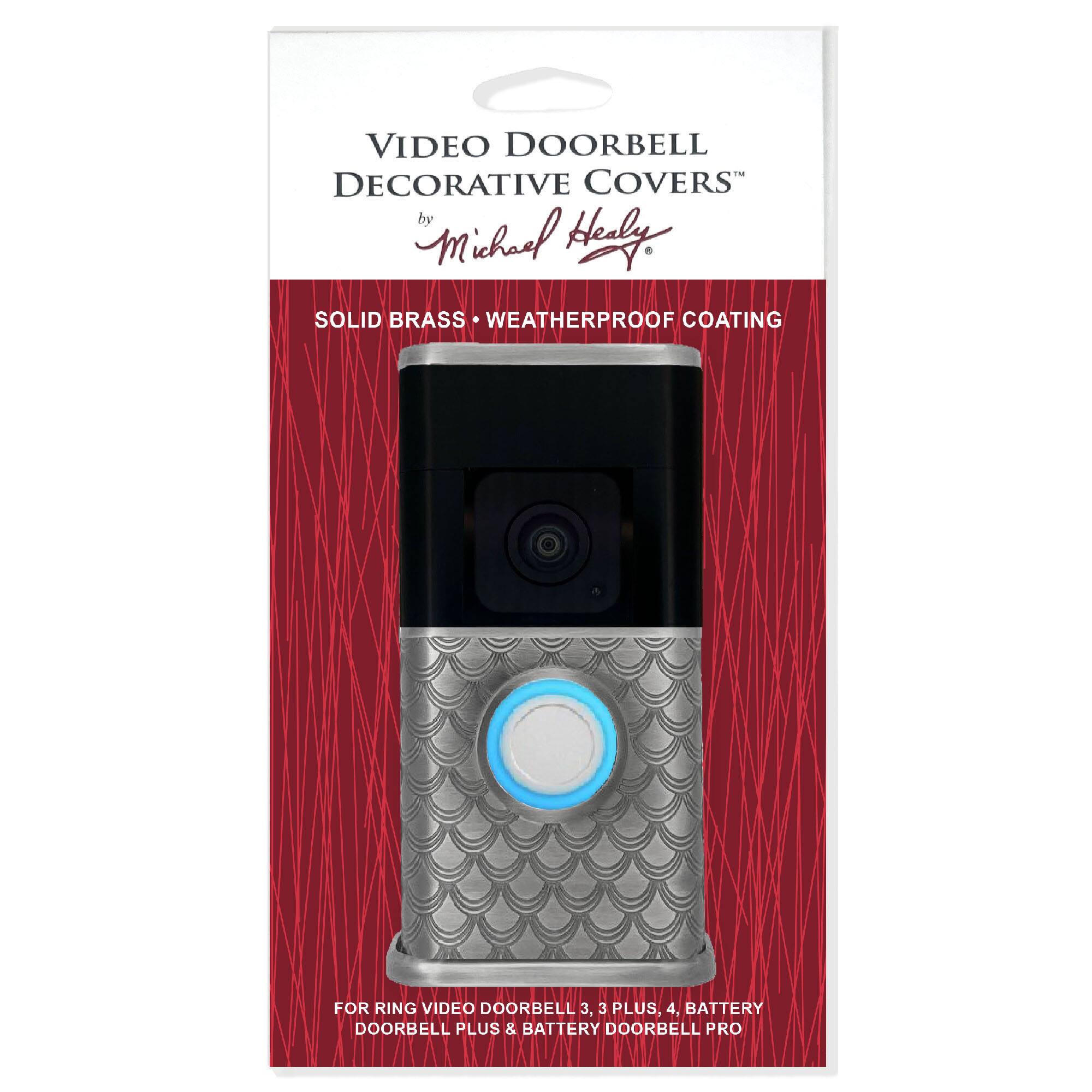 VIDEO DOORBELL DECORATIVE COVERS by Michael Hely - SOLID BRASS WEATHERPROOF COATING FOR RING VIDEO DOORBELL 3, 3 PLUS, 4, BATTERY DOORBELL PLUS & BATTERY DOORBELL PRO
