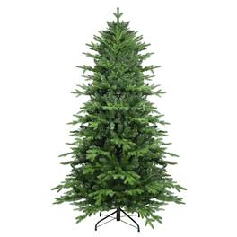 BreeBe - 6.5FT PVC+PE Christmas Tree with 2142 Tips Full & Lush Hinged Tree with Metal Stand - Green
