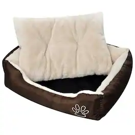 Boyel Living - XXL and Beige Rectangular Dog Bed with PU Coated Oxford and Faux Fur Durable Non-Slip Design - Brown
