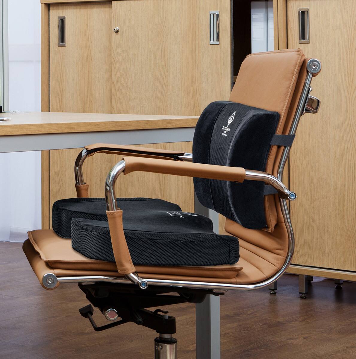 Alt View 8. Platinum-Level Comfortable - Platinum-Level Comfortable Ergonomic Memory Foam Lumbar & Seat Cushion Back,Tailbone Pain Relief - Black.