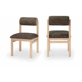 Meridian Furniture - Roundhill Linen Textured Fabric Upholstered Dining Chair, Set of 2 - Brown