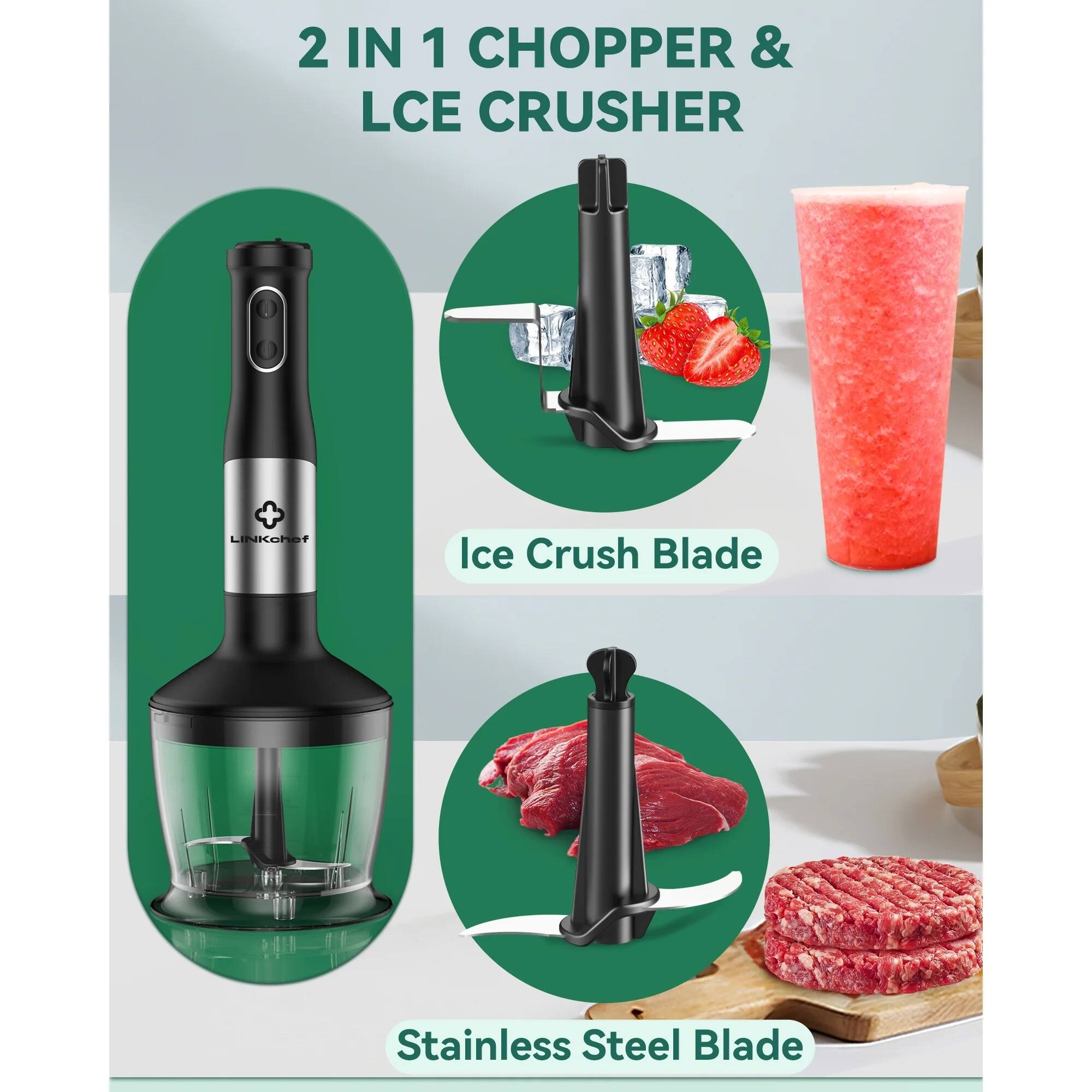 2 IN 1 CHOPPER & ICE CRUSHER

Ice Crush Blade

Stainless Steel Blade