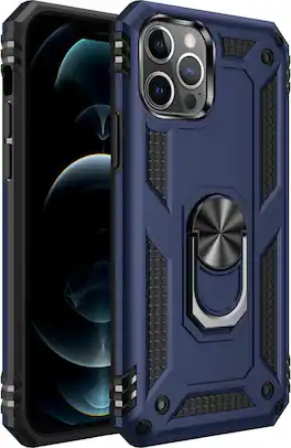 Entronix - iPhone 13 Pro Max Case with 360° Swivel Kickstand Grip - Navy