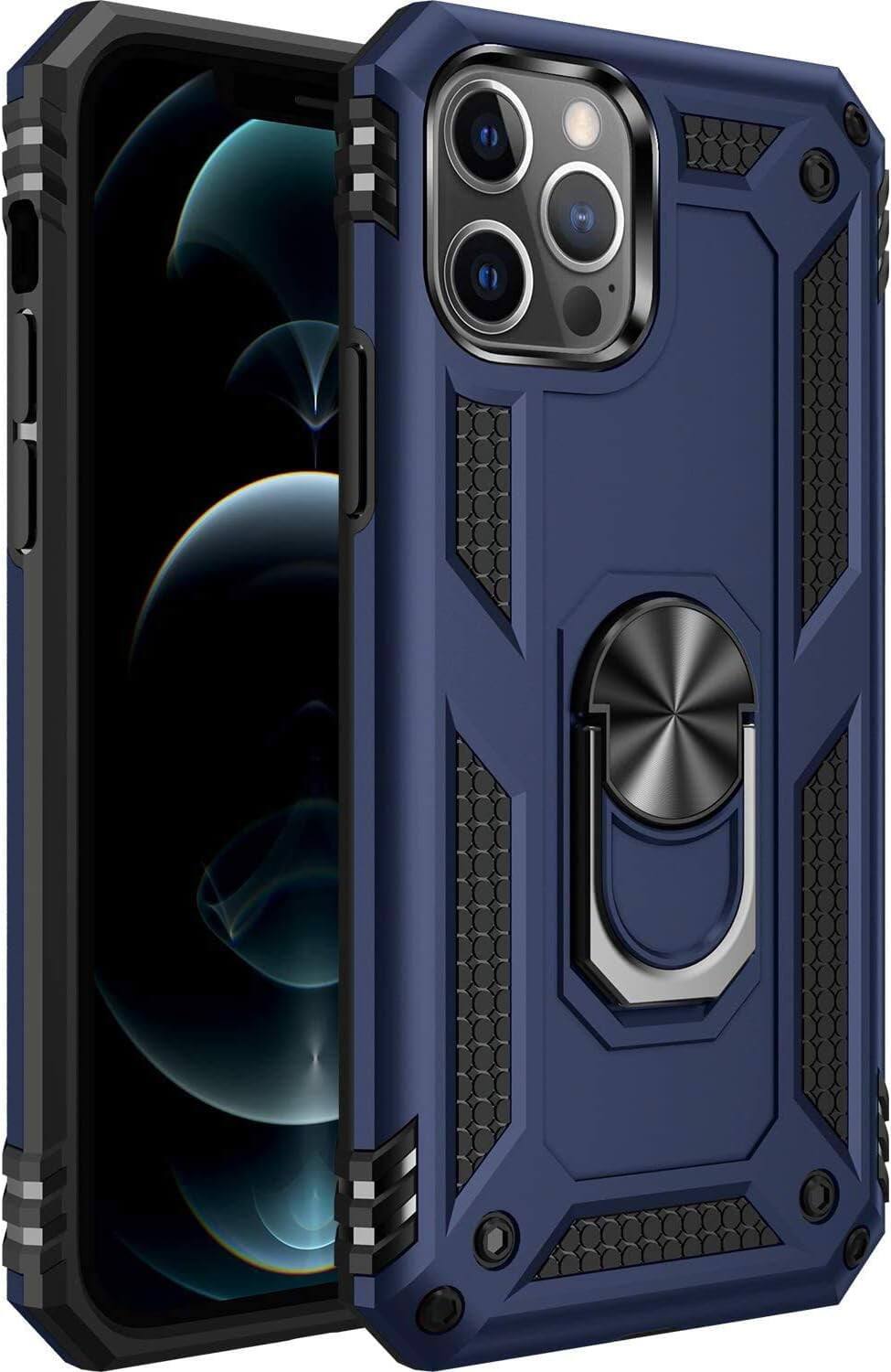 Entronix - iPhone 13 Pro Max Case with 360° Swivel Kickstand Grip - Navy