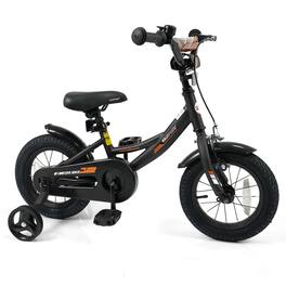 Costway - 12 Inch Kids Bike with Training Wheels Dual Brakes Adjustable Seat Handlebar Height - Black