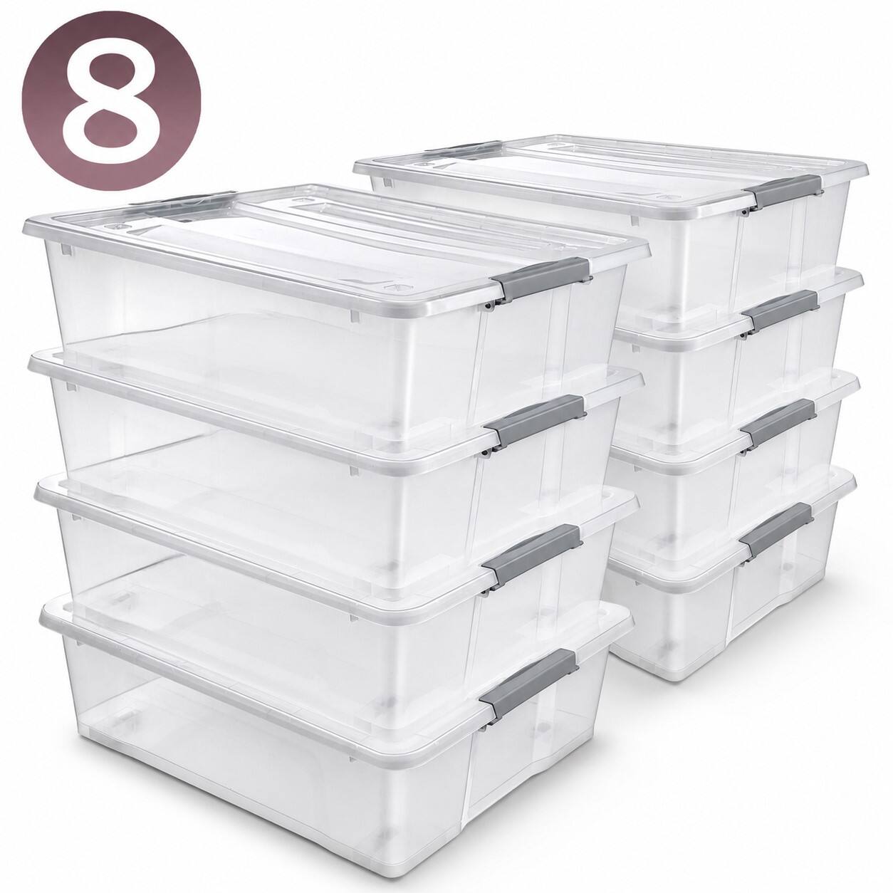 Alt View 10. Sorbus - Sorbus 40 Qtt 8 Pack Plastic Storage Bins with Lids for Under Bed Storage, Clear, Stackable Storage Containers, Large - Clear.