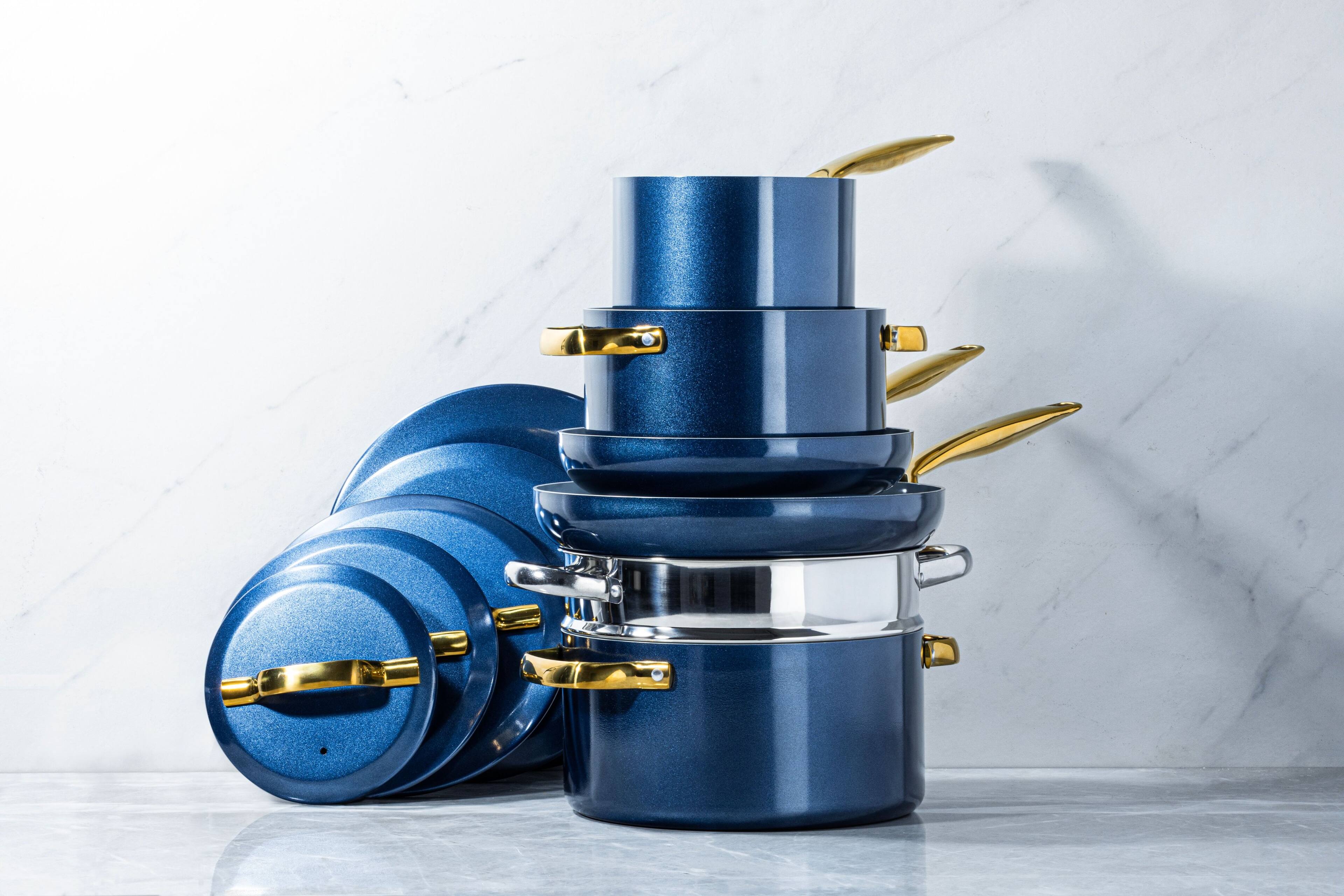 Gotham Steel - Modern Collection 11 Piece Ceramic Nonstick Cookware Set - Blue