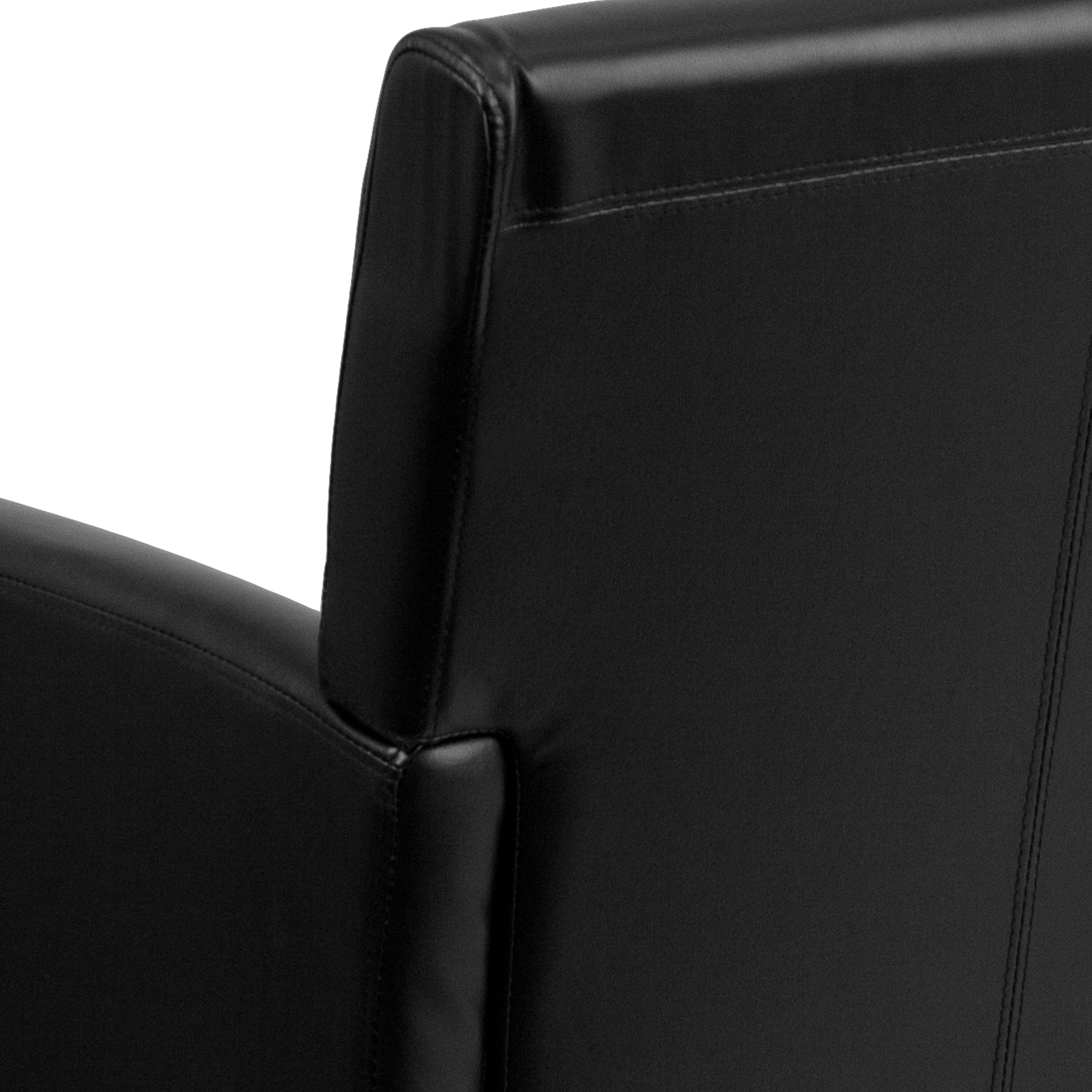 Alt View 9. Emma + Oliver - Faux Leather Executive Side Reception Chair with Mahogany Legs - Black.