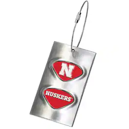 Jardine - Nebraska Huskers 3.5'' x 2'' Bag Tag - Silver