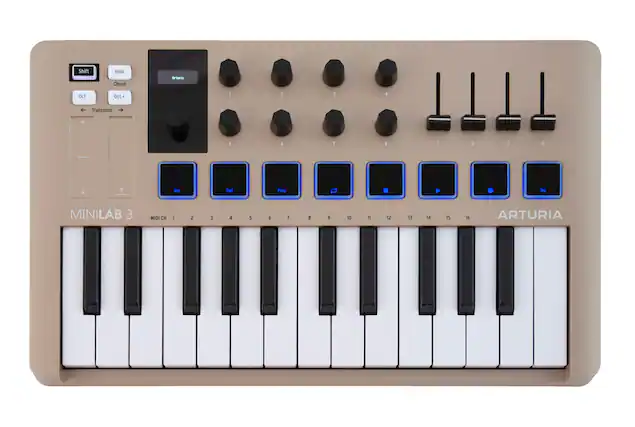 Shift Hold Chord Nturta Oct Oct - 2 3 4 Transpose 5 6 T 5 - 2 3 4 Arp Pad Prog t) MINILAB 3 MIDI CH : 2 1 4 5 5 T 8 9 10 1 12 13 14 15 16 ARTURIA