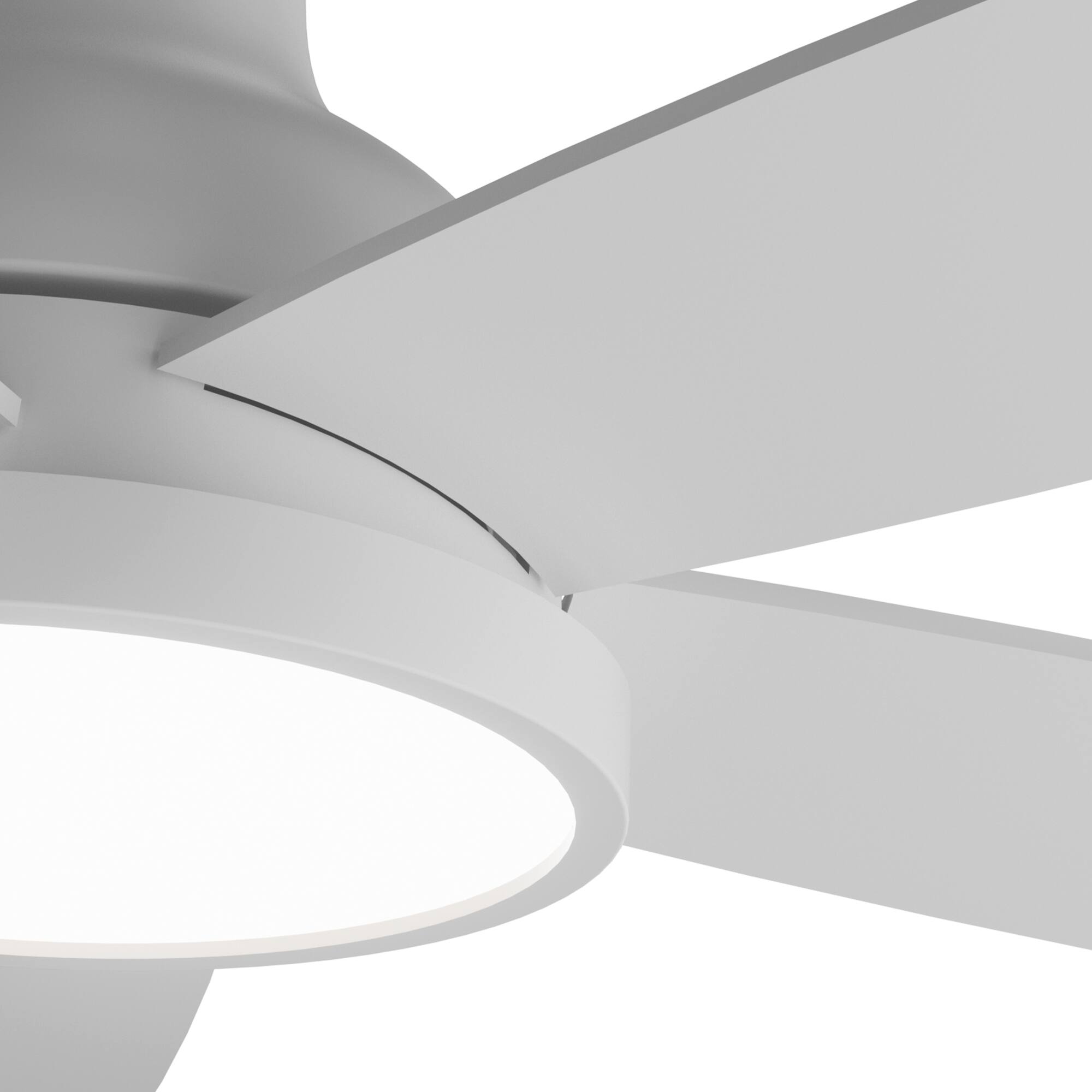 Alt View 6. Siljoy - 42 Inch 5 Blade Farmhouse Low Profile Flush Mount Ceiling Fan with LED Light and Remote for Bedroom Living Room - White.