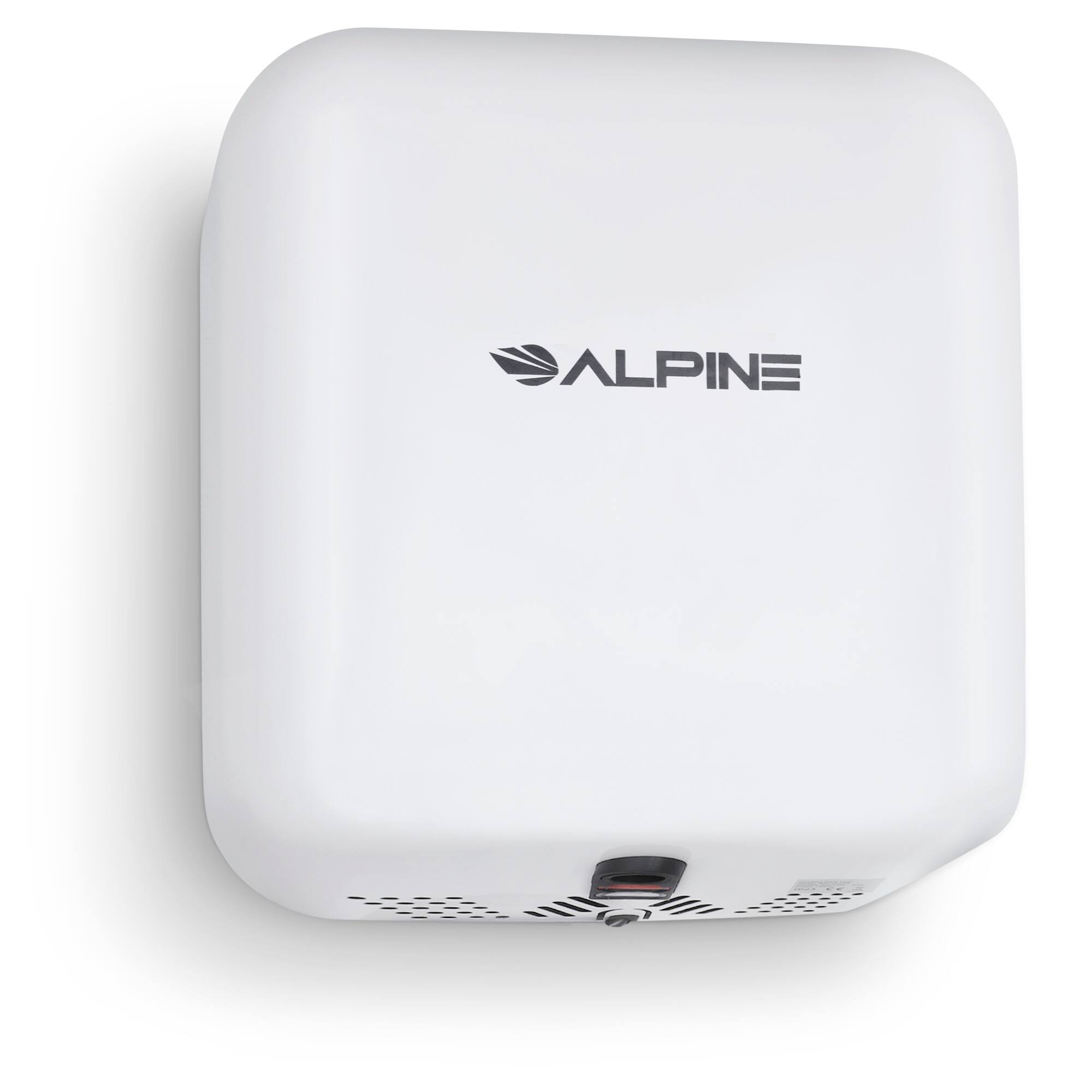 Angle. Alpine Industries - Hemlock Commercial Automatic High-Speed 120V Electric Hand Dryer 2 Pack - White.