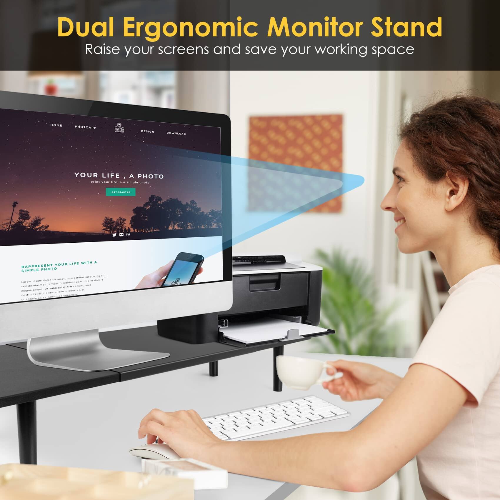 Refined Abode Design Dual monitor stand riser for desk Adjustable ...