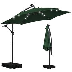 Front. Ainfox - Ainfox 10FT Outdoor Patio Cantilever Umbrella Hanging Offset with Cross Base Sand Bags & 24 LED Solar Lights - Green.