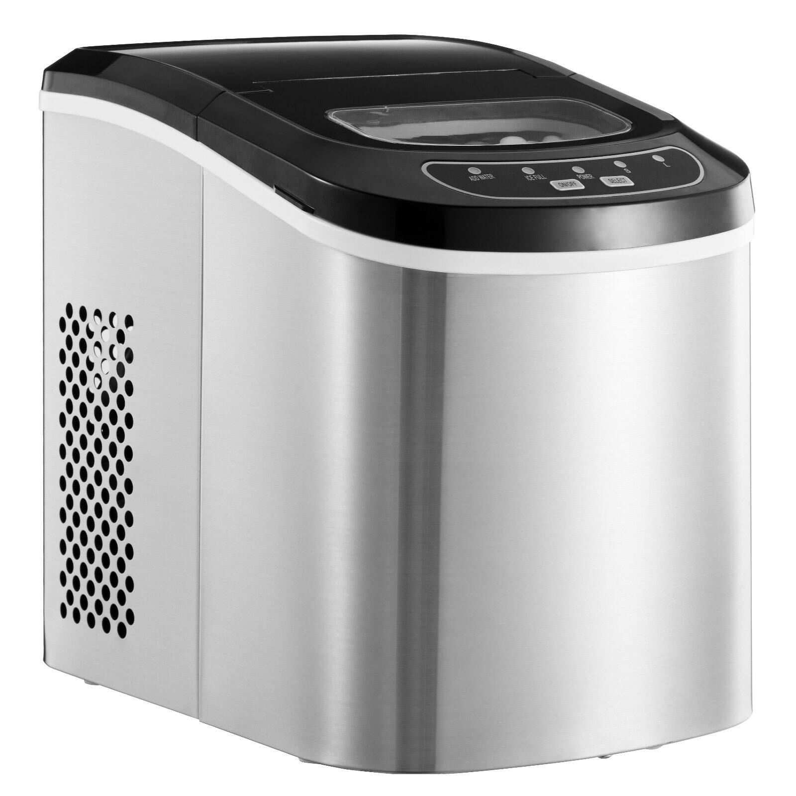 Alt View 8. Glintex - Countertop Ice Maker, Bullet Ice, 9 Cubes in 6 Min, 33 lb/Day, 2 Sizes, Self-Cleaning, Scoop & Basket - Silver.