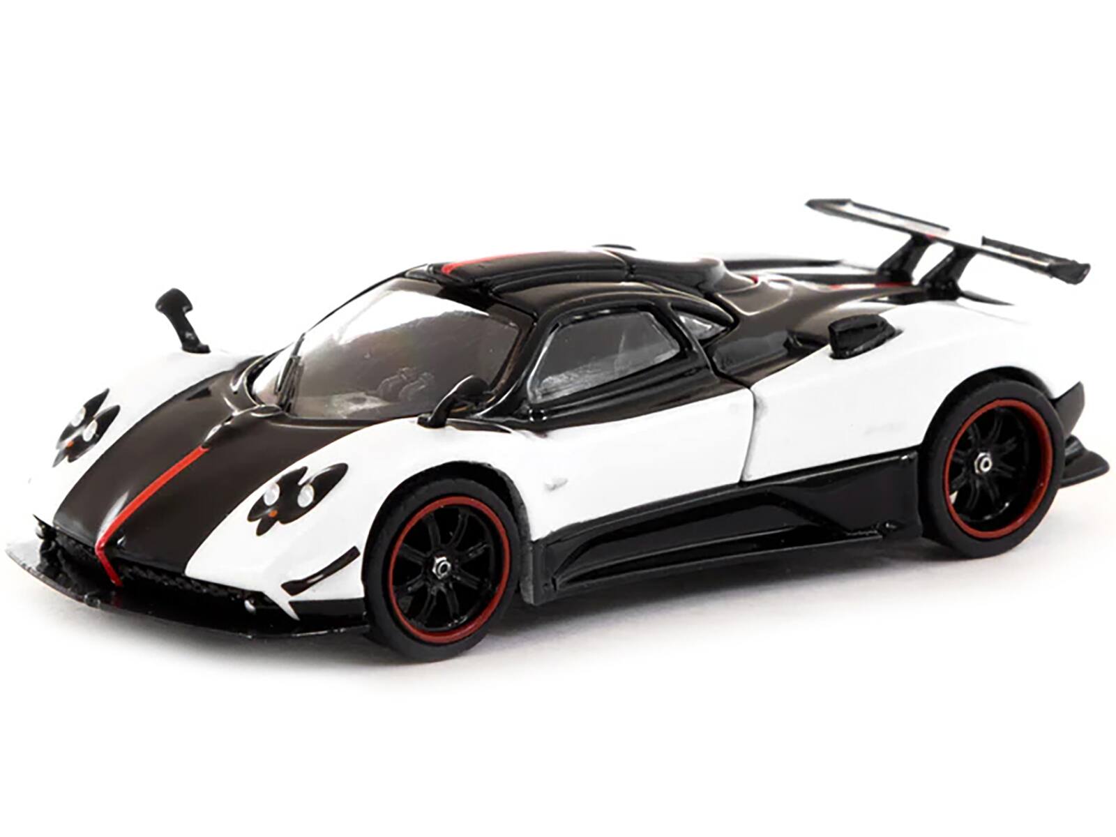 Alt View 1. Tarmac Works - Pagani Zonda Cinque Bianco Benny White and Black "Global64" Series 1/64 Diecast Model Car by Tarmac Works.