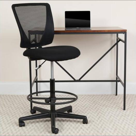 Alt View 8. Flash Furniture - Drafting Chair with Fabric Seat and Adjustable Foot Ring - Black.