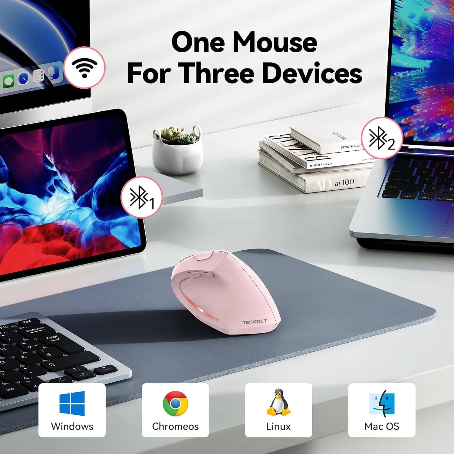 One Mouse For Three Devices

TECKNET
Windows
Chromeos
Linux
Mac OS