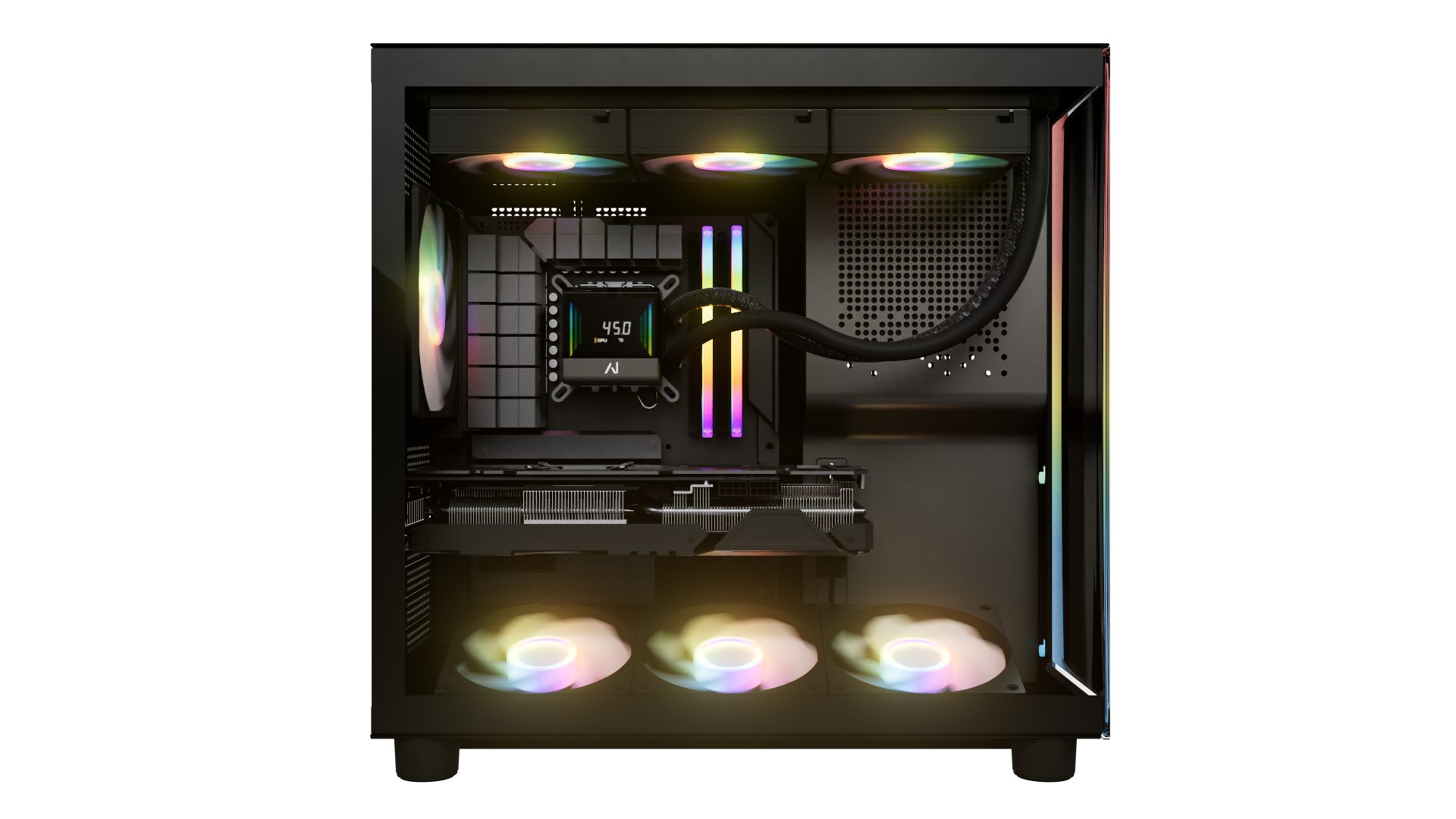 Angle. Andromeda Insights - AI AMD V3 Elite Gaming PC RX 9070XT 16GB | Ryzen 7 9800X3D (5.2 GHz Turbo Boost) | 32GB DDR5 6000MHz | 2TB Gen4 SSD - Black.