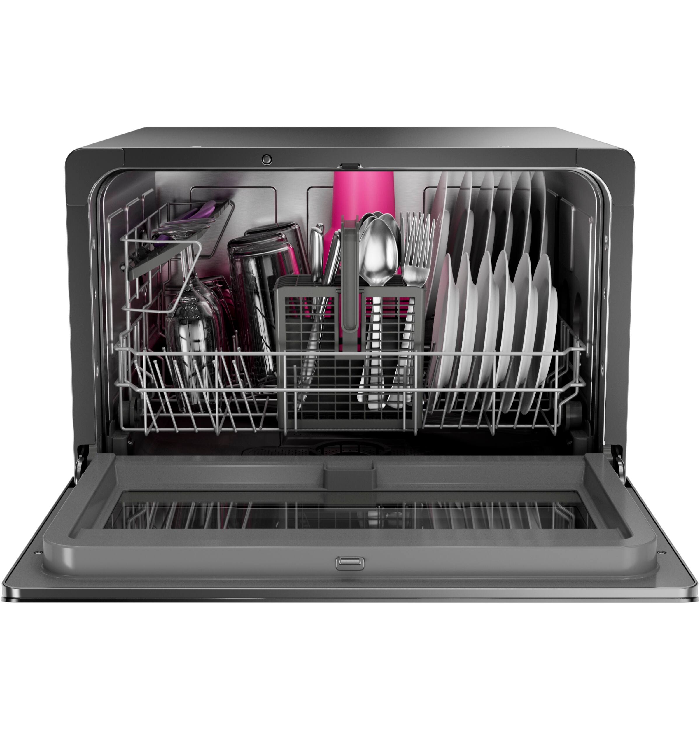 Alt View 3. GE Profile - 21 7/10" Smart Countertop Dishwasher with Built-In Option - Black.