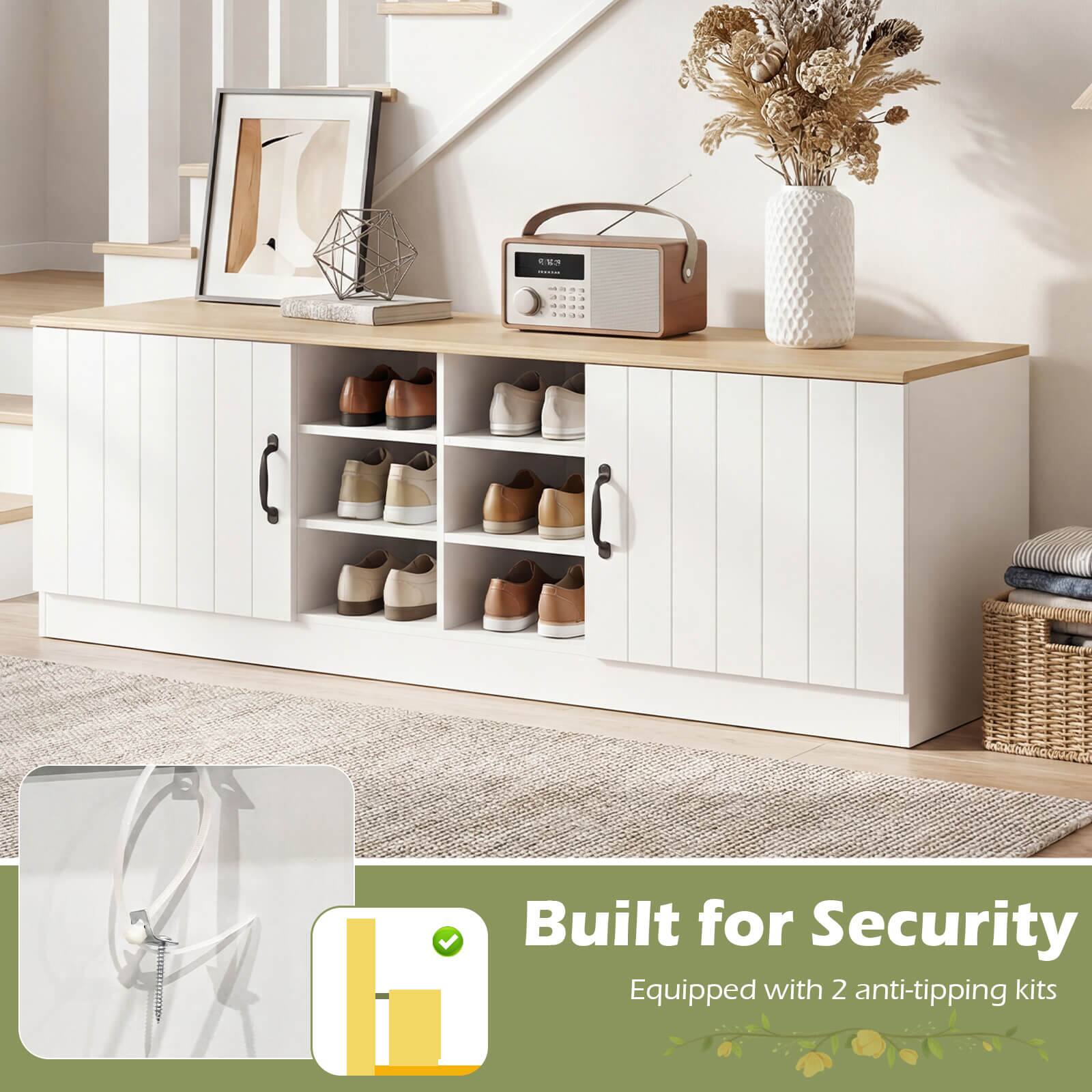 Built for Security  
Equipped with 2 anti-tipping kits